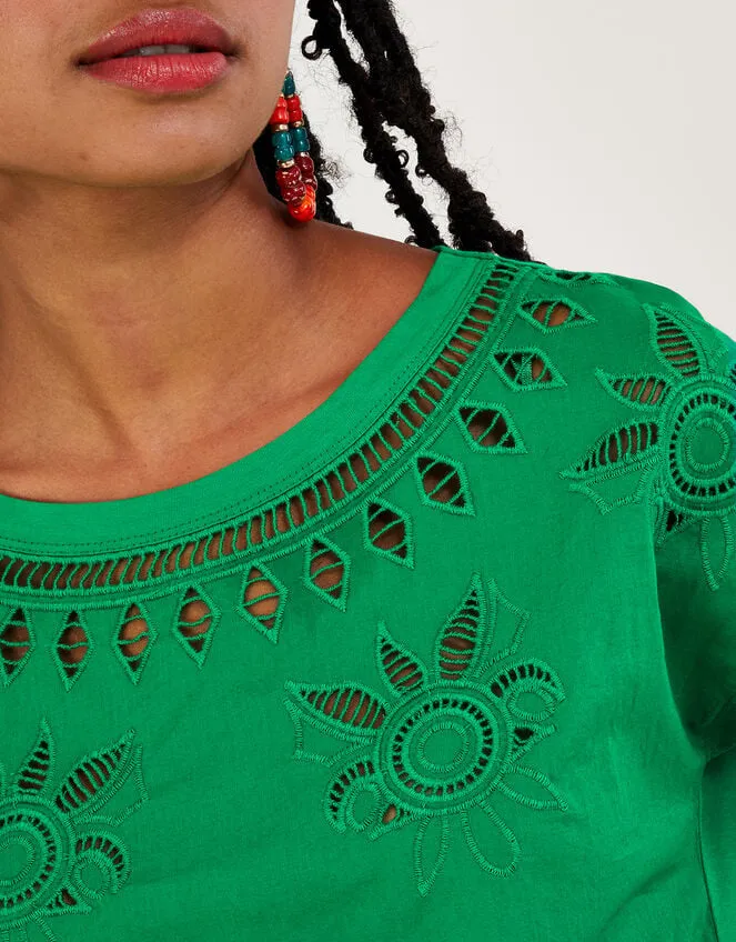 Women Floral CutOut TShirt Green Monsoon Tops and Blouses