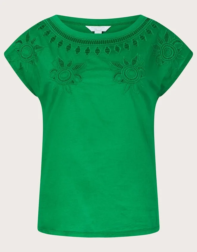 Women Floral CutOut TShirt Green Monsoon Tops and Blouses