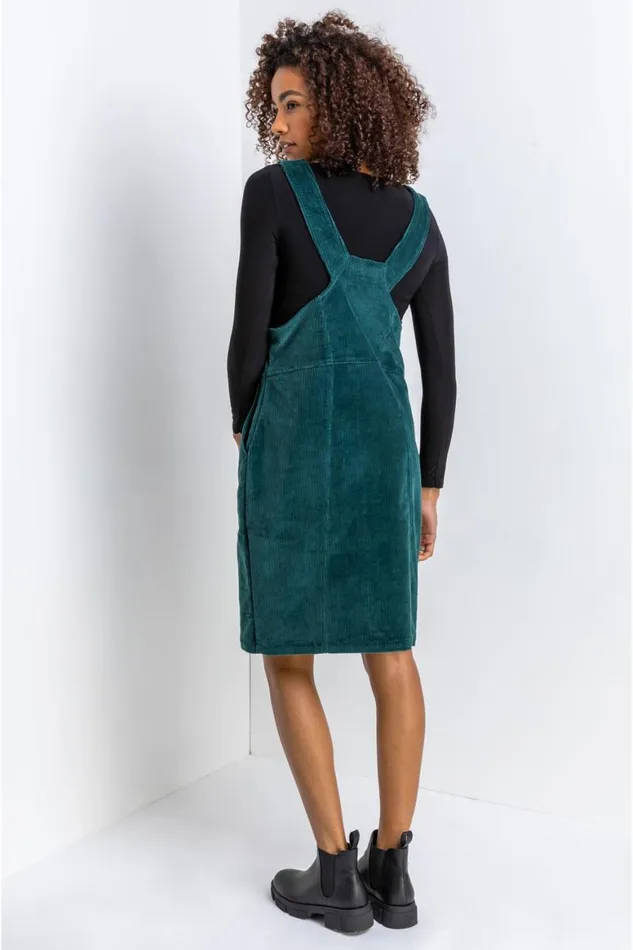 Women Forest Button Corduroy Pinafore Dress Roman Dresses