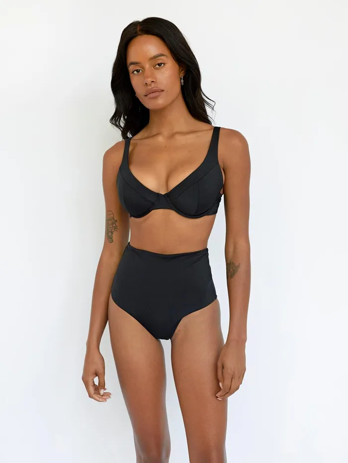 Women Form And Fold 8211 The Line Bikini Top In Black The UNDONE Swimwear