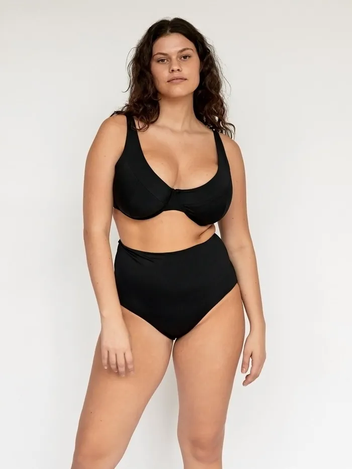 Women Form And Fold 8211 The Line Bikini Top In Black The UNDONE Swimwear