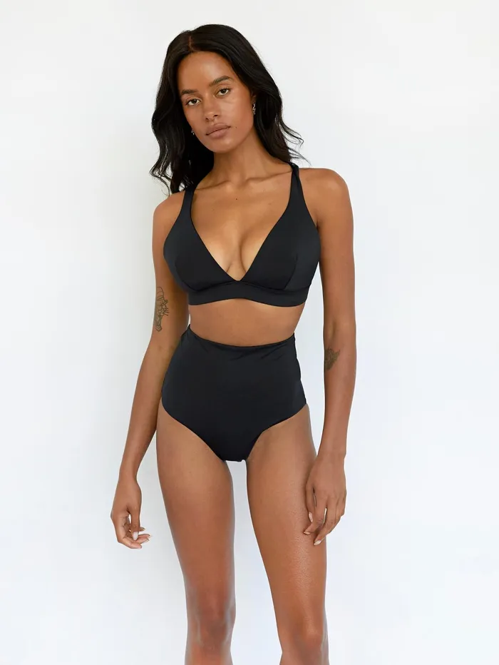 Women Form And Fold 8211 The Tri Bikini Top In Black The UNDONE Swimwear
