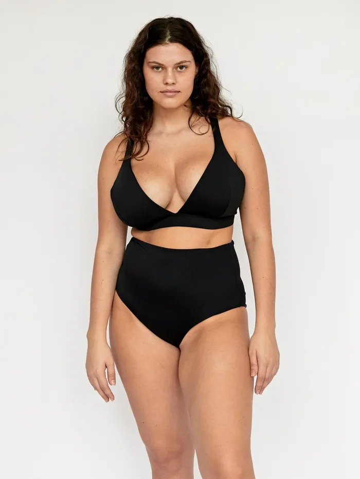 Women Form And Fold 8211 The Tri Bikini Top In Black The UNDONE Swimwear