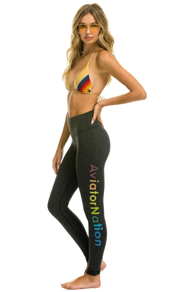 Women FULL LENGTH HIRISE AVIATOR NATION LEGGINGS 8211 CHARCOAL Aviator Nation Leggings