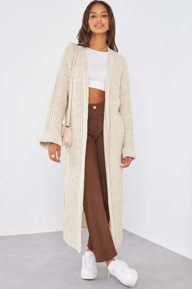 Women Gilet Beige En Maille Simple Beige Brentiny Paris Cardigans
