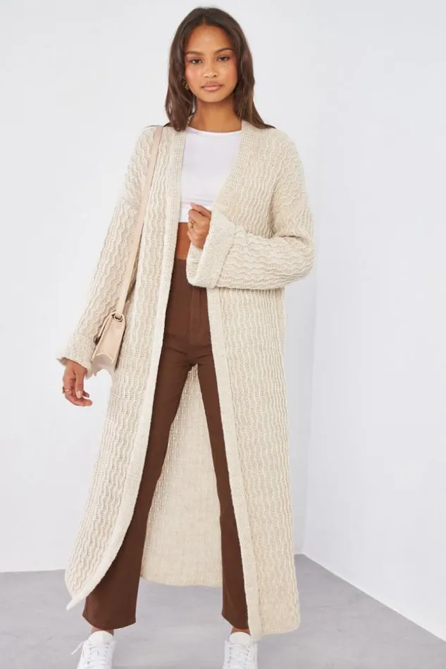 Women Gilet Beige En Maille Simple Beige Brentiny Paris Cardigans