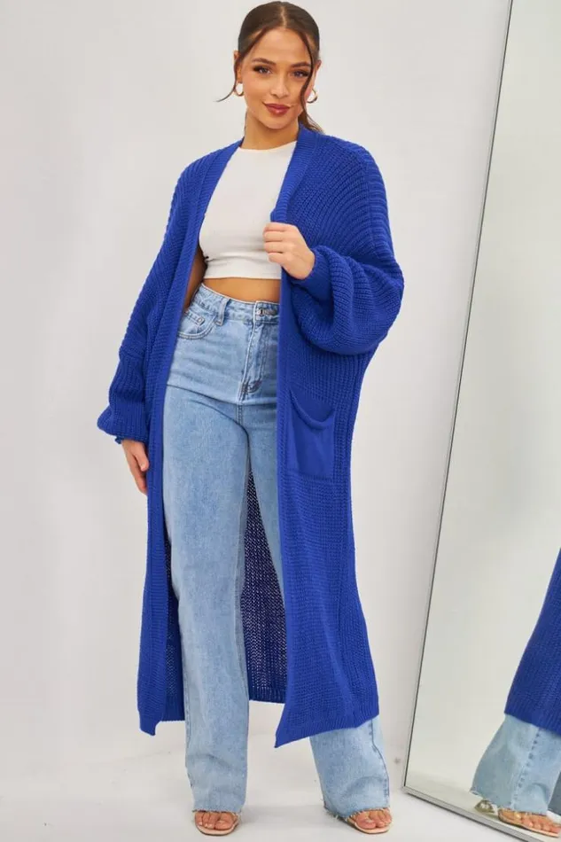 Women Gilet Long Bleu lectrique En Grosses Mailles Blue Brentiny Paris Cardigans Women Gilet Long Bleu lectrique En Grosses Mailles Blue Brentiny Paris Cardigans
