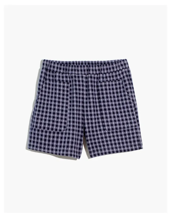 Women Gingham Knit Seersucker Pull On Shorts Faded Lavender Madewell Shorts Women Gingham Knit Seersucker Pull On Shorts Faded Lavender Madewell Shorts