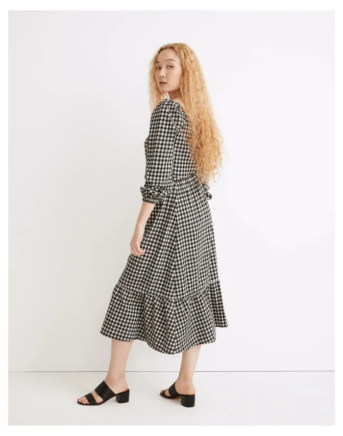 Women Gingham Seersucker Knit Pull On Midi Skirt True Black Madewell Skirts Women Gingham Seersucker Knit Pull On Midi Skirt True Black Madewell Skirts
