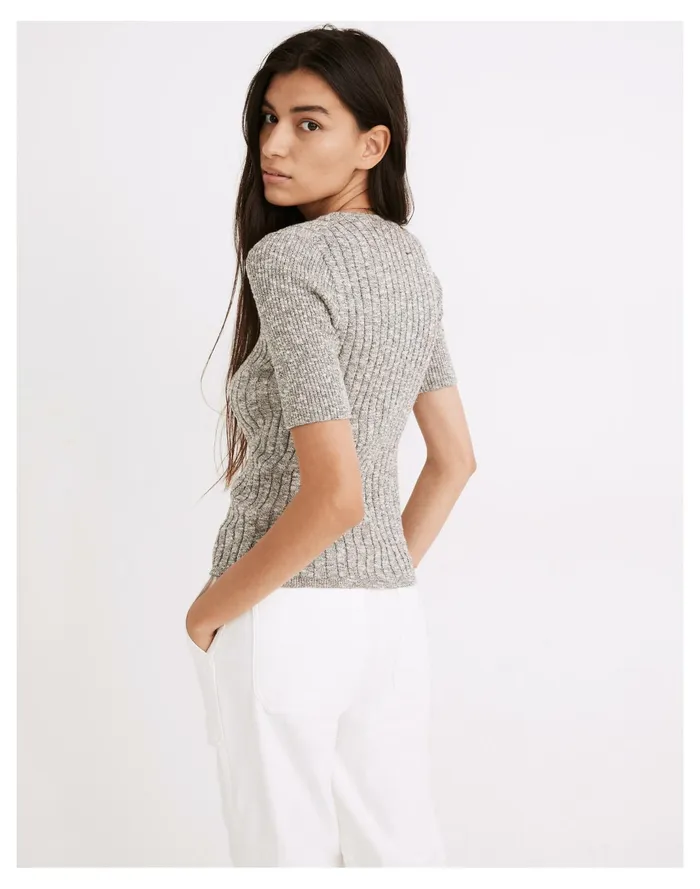 Women Glencrest Button Front Sweater Tee Marled Storm Madewell Sweaters Women Glencrest Button Front Sweater Tee Marled Storm Madewell Sweaters