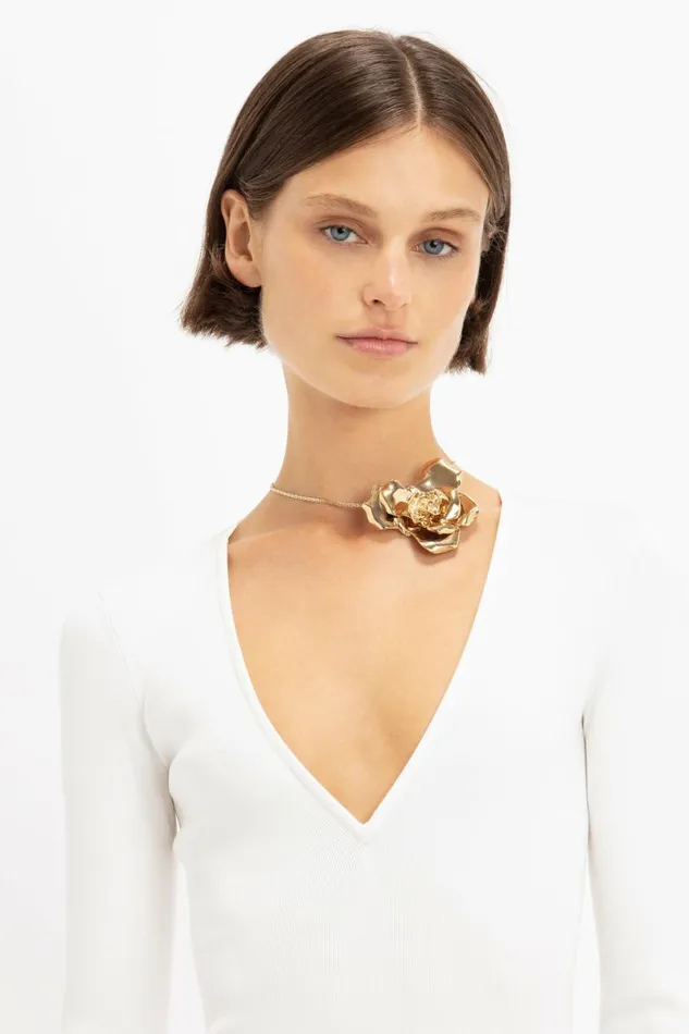 Women Gowns Victoria Beckham Deep V Knitted Gown In White