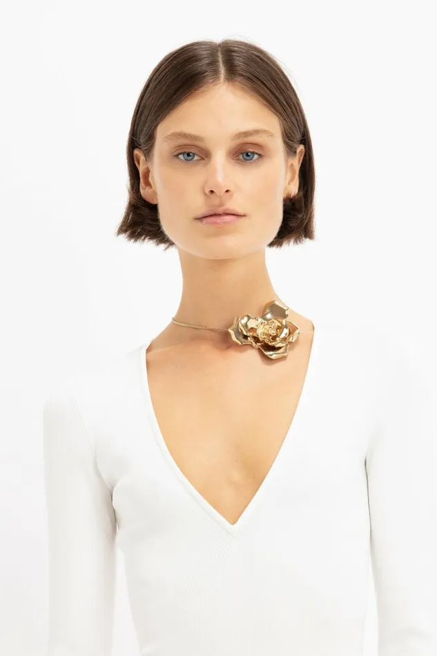 Women Gowns Victoria Beckham Deep V Knitted Gown In White