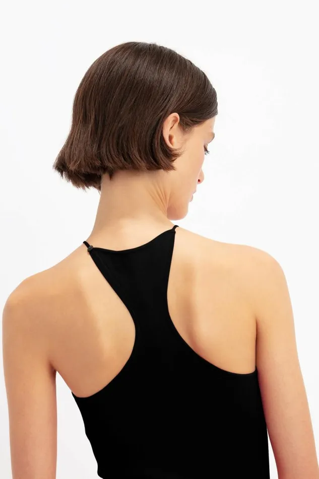 Women Gowns Victoria Beckham Strap Detail Knitted Gown In Black