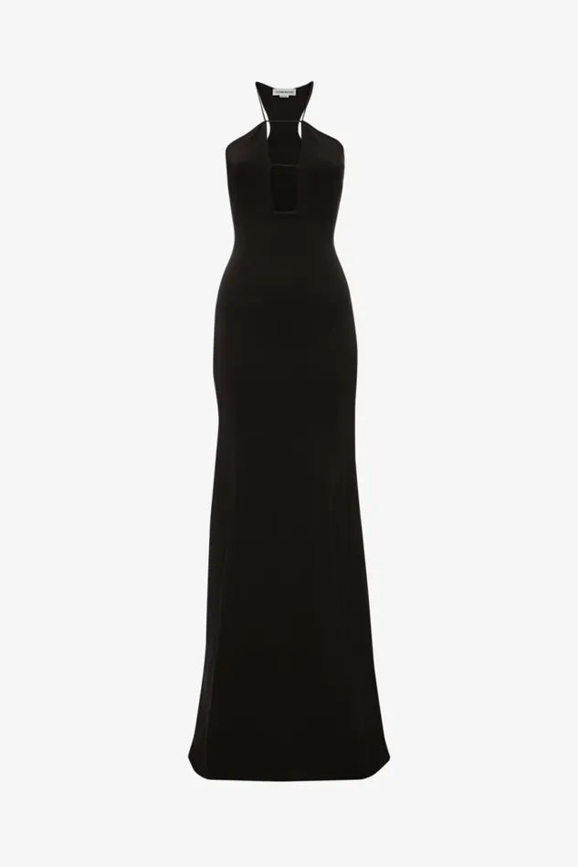 Women Gowns Victoria Beckham Strap Detail Knitted Gown In Black
