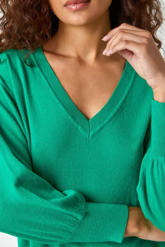 Women Green Longline Knitted Jumper Dress Roman Dresses