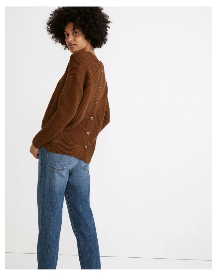 Women Greensboro Button Back Sweater Heather Cinnamon Madewell Sweaters Women Greensboro Button Back Sweater Heather Cinnamon Madewell Sweaters