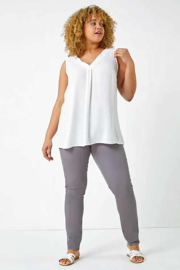 Women Grey Curve Stretch Denim Jegging Roman Trousers