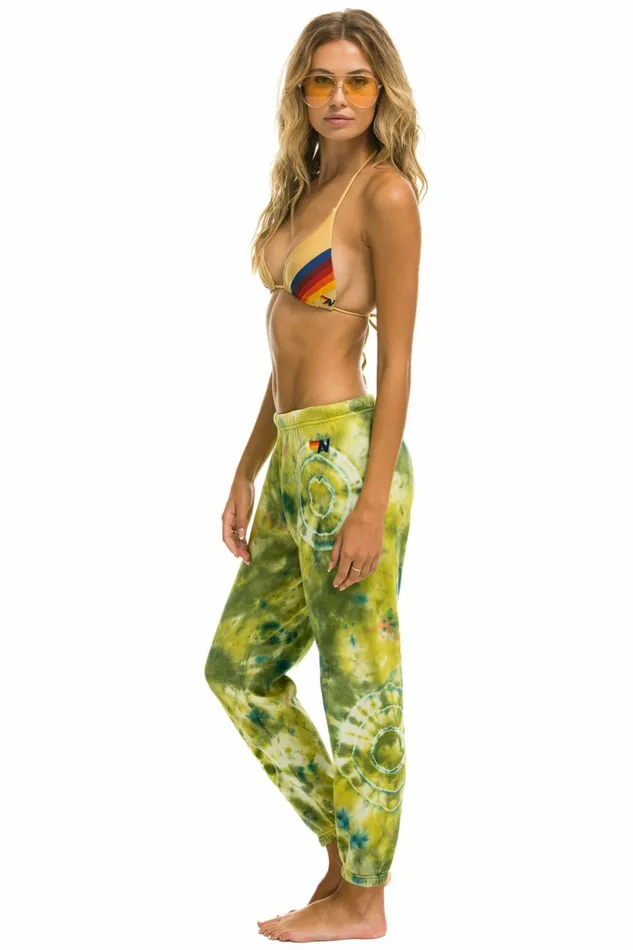 Women HAND DYED SWEATPANTS 8211 TIE DYE GREEN YELLOW Aviator Nation Sweatpants Women HAND DYED SWEATPANTS 8211 TIE DYE GREEN YELLOW Aviator Nation Sweatpants