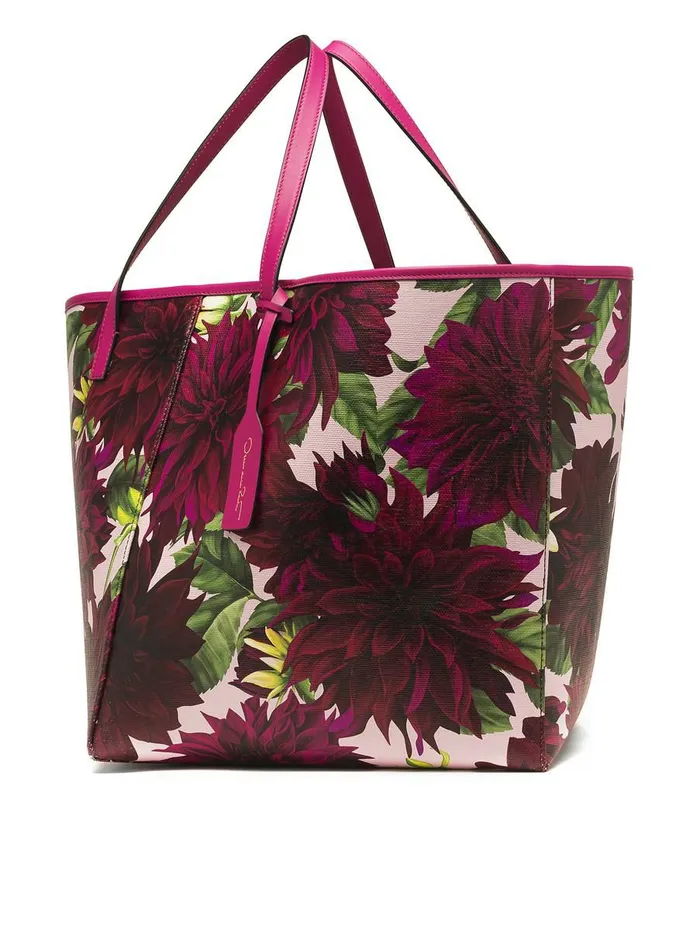 Women Handbags Oscar De La Renta Medium Dahlia Printed Square Tote Burgundy Multi Women Handbags Oscar De La Renta Medium Dahlia Printed Square Tote Burgundy Multi