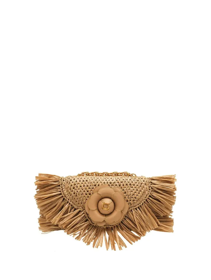 Women Handbags Oscar De La Renta Raffia Fringe TRO Bag Natural