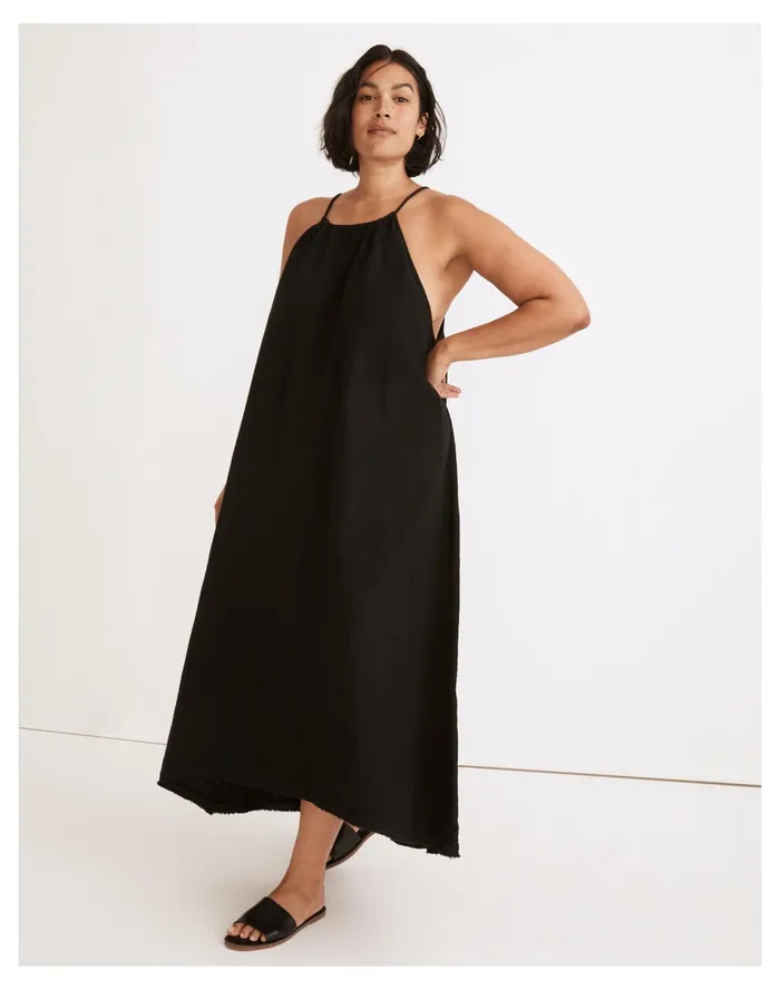 Women High Neck Cover Up Maxi Dress True Black Madewell Swim