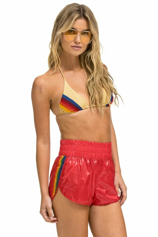 Women HIGH RISE 5 STRIPE NYLON JOGGER SHORT 8211 GLOSSY CHERRY Aviator Nation Shorts Women HIGH RISE 5 STRIPE NYLON JOGGER SHORT 8211 GLOSSY CHERRY Aviator Nation Shorts