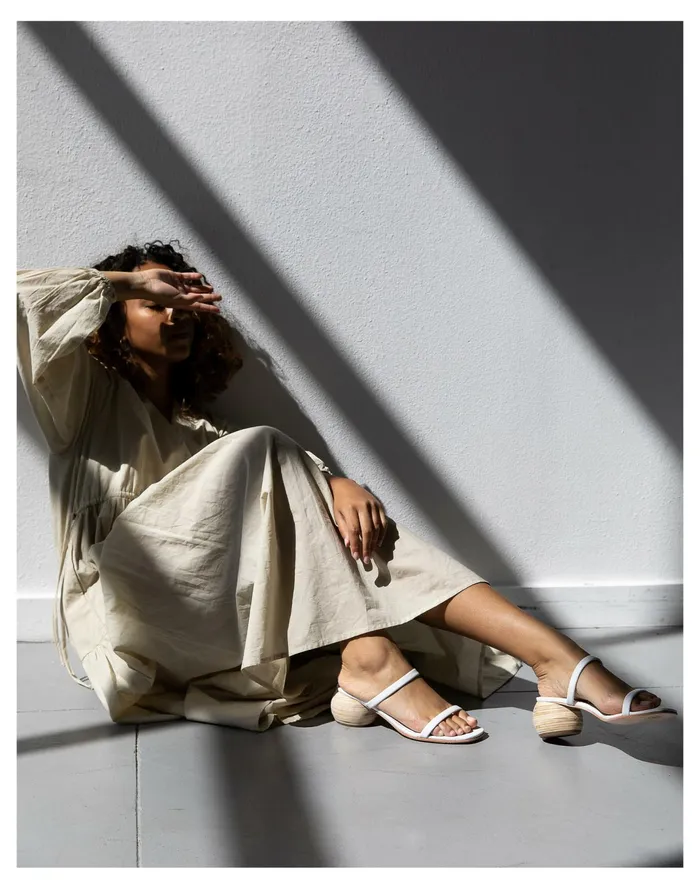 Women HUMA BLANCO Leather Chachi Sandals White Madewell Heels