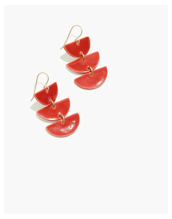 Women Isabel Souza Studio Ceramic Short Halfmoon Earrings Red Madewell Earrings