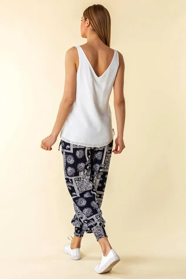 Women Ivory VNeck Sleeveless Vest Top Roman Tops