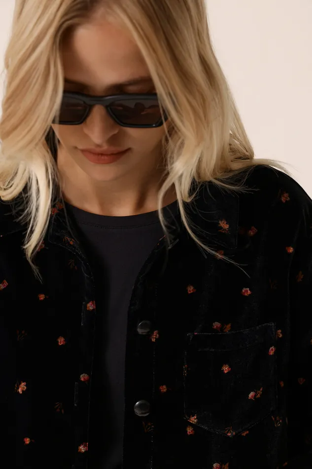 Women Jacket Timeo Bloom Veste Polyester Velours Noir Des Petits Hauts Coats and Jackets