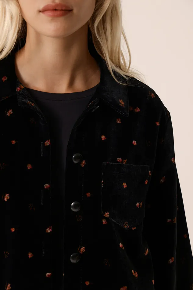 Women Jacket Timeo Bloom Veste Polyester Velours Noir Des Petits Hauts Coats and Jackets