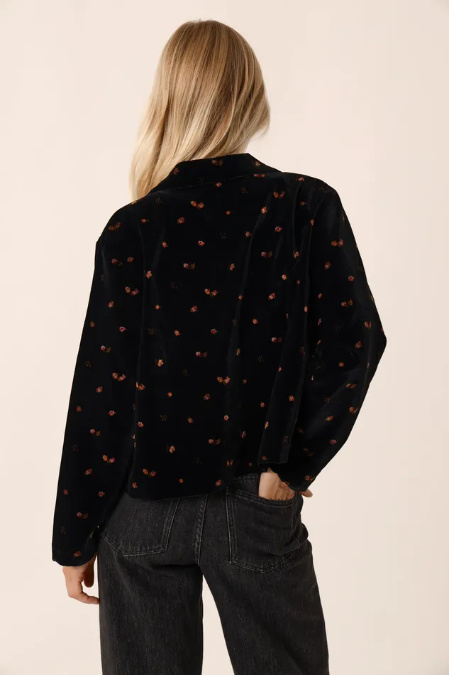 Women Jacket Timeo Bloom Veste Polyester Velours Noir Des Petits Hauts Coats and Jackets