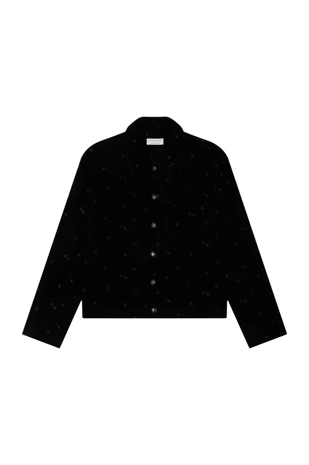 Women Jacket Timeo Bloom Veste Polyester Velours Noir Des Petits Hauts Coats and Jackets