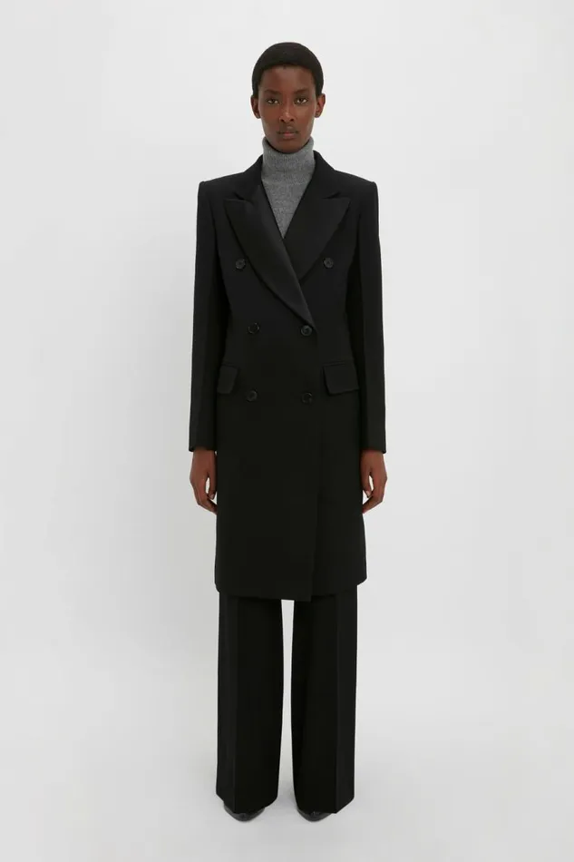Women Jackets and Coats Victoria Beckham Double Breasted Tuxedo Coat In Black