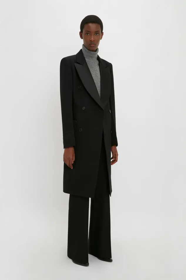 Women Jackets and Coats Victoria Beckham Double Breasted Tuxedo Coat In Black