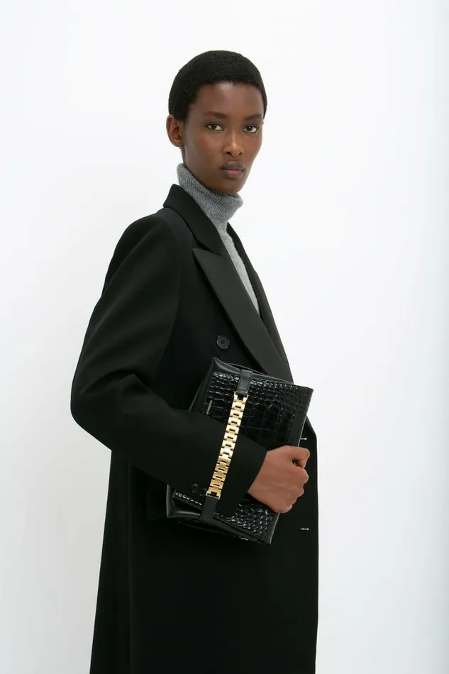 Women Jackets and Coats Victoria Beckham Double Breasted Tuxedo Coat In Black