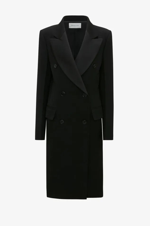 Women Jackets and Coats Victoria Beckham Double Breasted Tuxedo Coat In Black