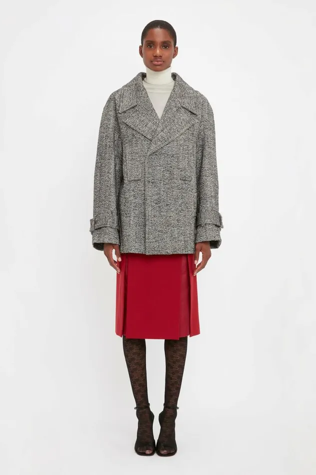 Women Jackets and Coats Victoria Beckham Oversized Pea Coat In Monochrome