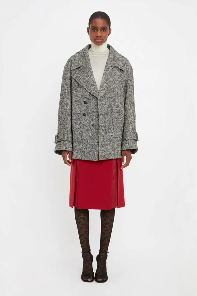 Women Jackets and Coats Victoria Beckham Oversized Pea Coat In Monochrome