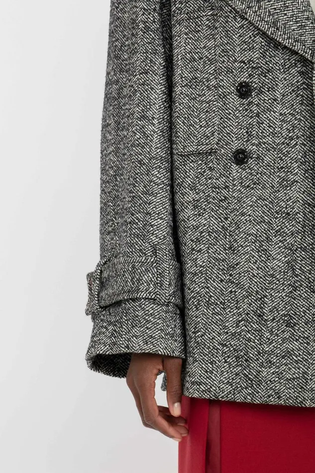 Women Jackets and Coats Victoria Beckham Oversized Pea Coat In Monochrome