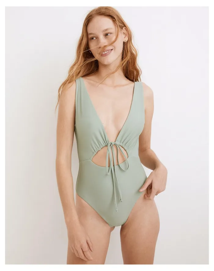 Women Jade Swim Cava Cutout One Piece Swimsuit Olive Madewell Swim