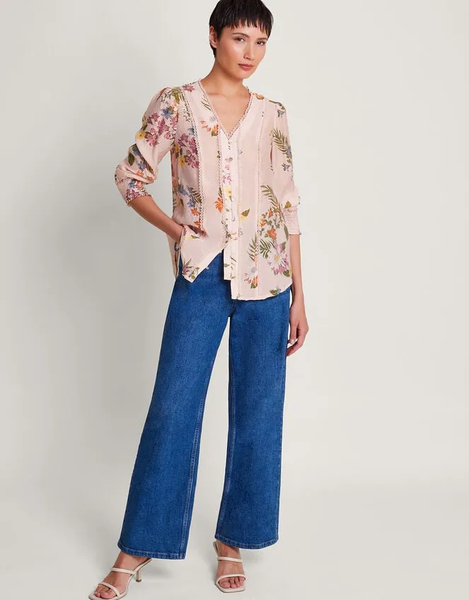 Women Jaquetta Floral Blouse Pink Monsoon Tops and Blouses