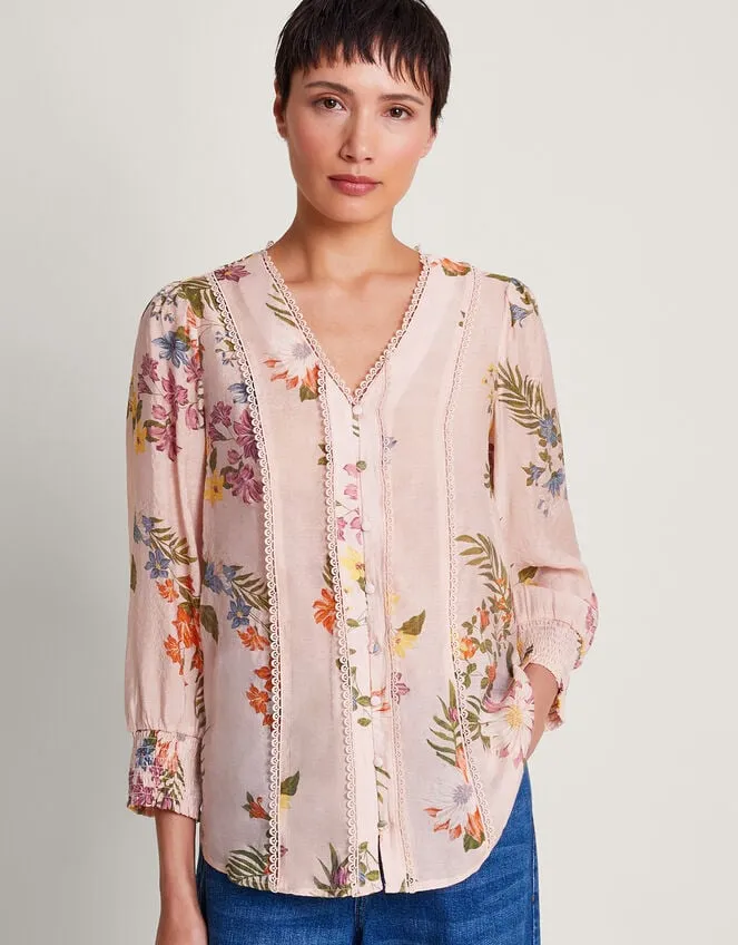 Women Jaquetta Floral Blouse Pink Monsoon Tops and Blouses