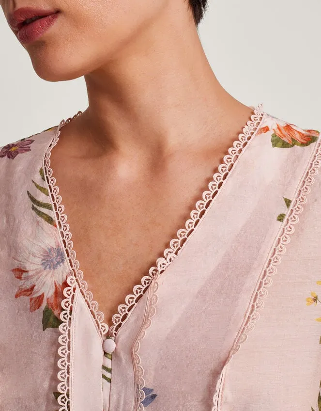 Women Jaquetta Floral Blouse Pink Monsoon Tops and Blouses