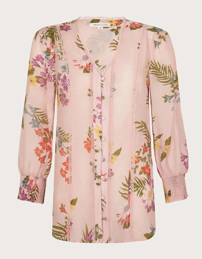 Women Jaquetta Floral Blouse Pink Monsoon Tops and Blouses
