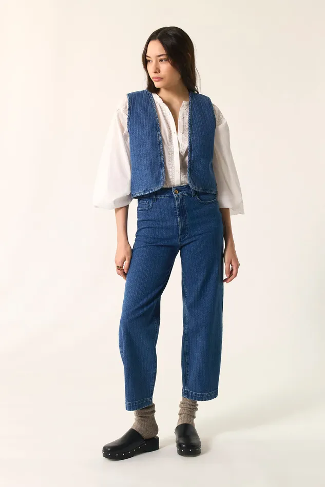 Women Jeans Louadi 2 Middle Blue Jean Coton Bleu Des Petits Hauts Denim