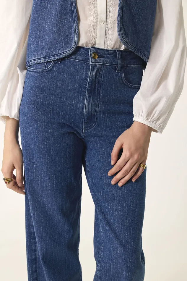 Women Jeans Louadi 2 Middle Blue Jean Coton Bleu Des Petits Hauts Denim