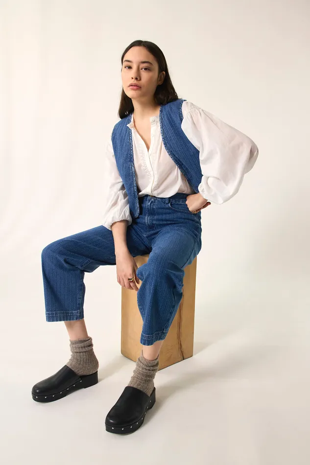 Women Jeans Louadi 2 Middle Blue Jean Coton Bleu Des Petits Hauts Denim