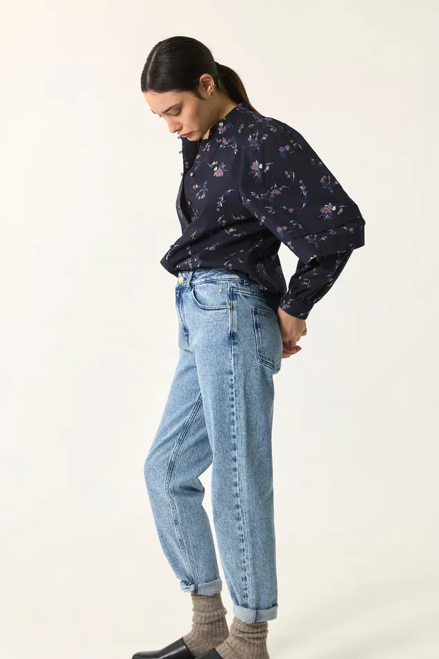 Women Jeans Louisette 1 Bleach Jean Coton Bleu Clair Des Petits Hauts Denim