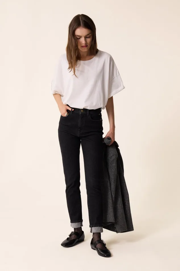 Women Jeans Lulu 2 Dark Jean Coton Noir Des Petits Hauts Trousers and Jumpsuits